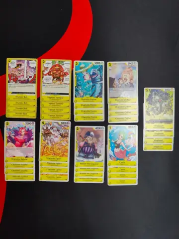 Reperto originale Lotto Onepiece OP-03 Yellow - Playset per Ogni Comune - 36 Carte Totali - Condizioni USATO CIB