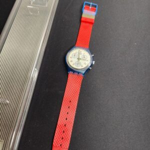 Miniatura 5 per Swatch Chrono JFK SCN103 1992 Orologio Quarzo Watch Swiss Made Vintage Funzionante