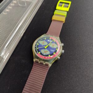 Miniatura 3 per Swatch Chrono Blue Chip SCK101 1993 Orologio Quarzo Watch Swiss Made Vintage Funzionante