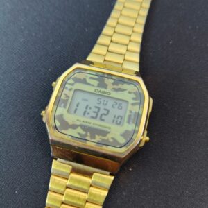 Miniatura 3 per Casio A168WE Militar Mimetico Gold Orologio Watch Digitale Funzionante