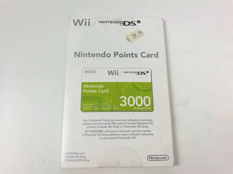 Carta Nintendo Points Card - 3000 Points Wii/DSi - Vista 1