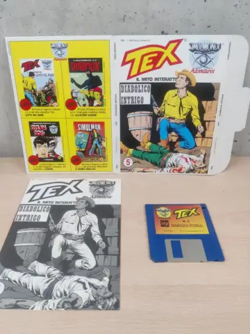 Reperto originale Tex Diabolico Intrigo il Mito Interattivo - N°5 1993 Simulmondo Amiga PC Floppy Disk (1993) - Condizioni USATO CIB