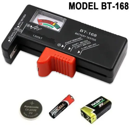 Tester Pile Batterie 1,5-9V AA AAA Bottone Mini Stilo BT168 - Vista 1