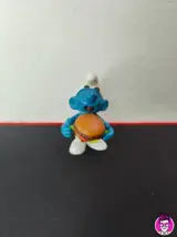 Miniatura 1 per Puffo Mangia Hamburger - 20158 Schleich Peyo 1983 West Germany Puffi Smurfs