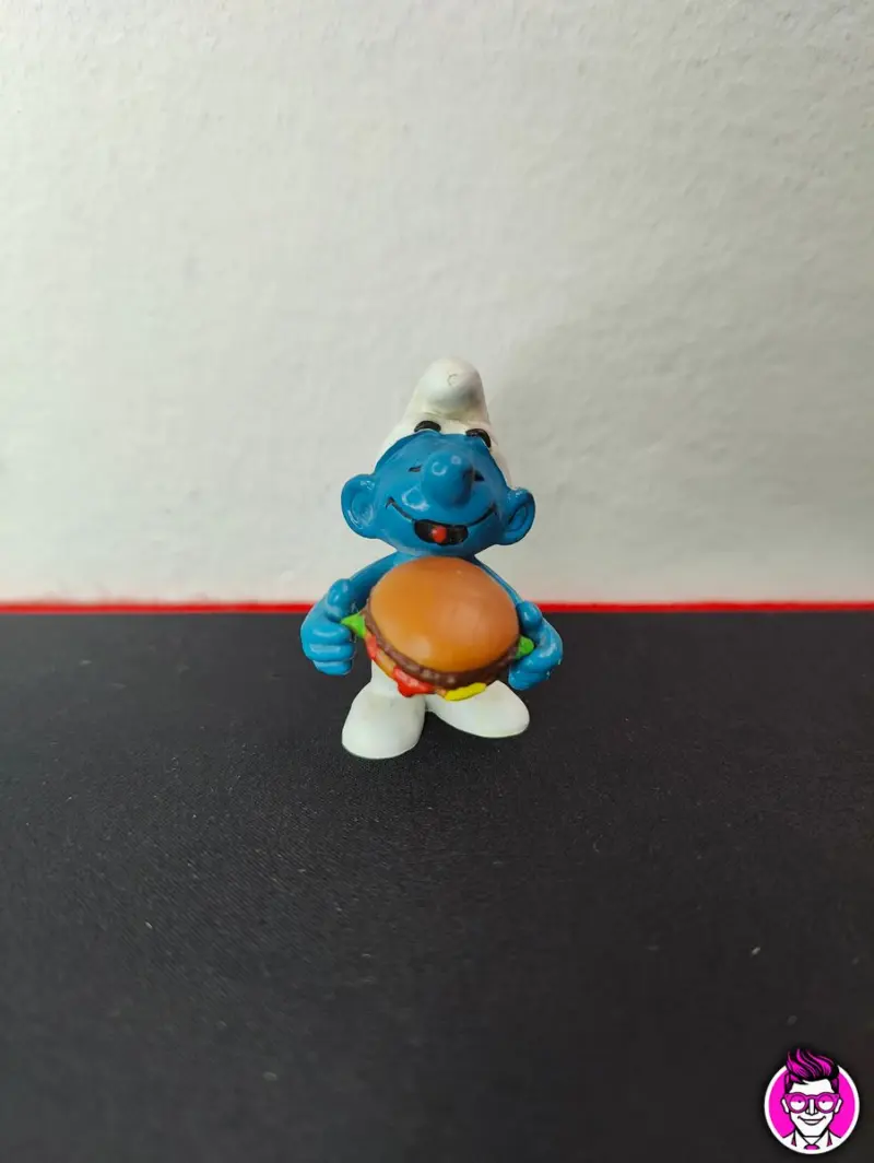 Puffo Mangia Hamburger - 20158 Schleich Peyo 1983 West Germany Puffi Smurfs - Vista 1