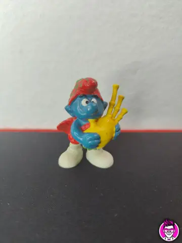 Reperto originale Puffo Cornamusa 20105 - Schleich Peyo 1978 Hong Kong Puffi Smurfs (1978) - Condizioni USATO CIB