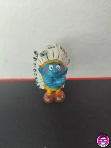 Reperto originale Puffo Indiano - Schleich Peyo 1981 Hong Kong Puffi Smurfs (1981) - Condizioni USATO CIB