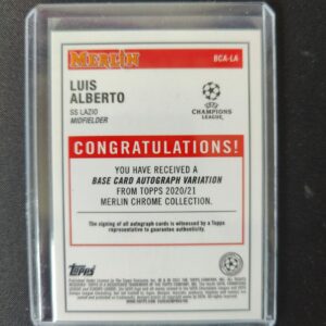 Miniatura 2 per Luis Alberto Autografata Auto - Topps Merlin Chrome Lazio Calcio Champions UEFA