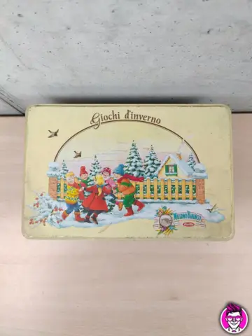 Reperto originale Giochi d'Inverno Scatola in Latta - Biscottiera 1991 Mulino Bianco Barilla (1991) - Condizioni USATO — LOOSE CIB