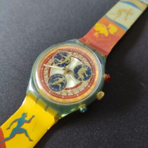 Miniatura 3 per Swatch Chrono Olympic Kalos Atlanta 1996 Orologio Quarzo Watch Swiss Made Vintage Funzionante