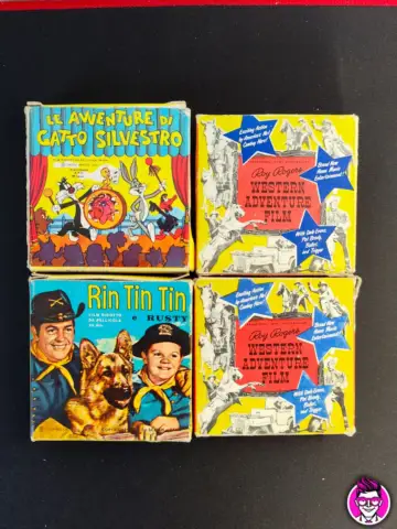 Reperto originale 4 Pellicole Western Rin Tin Tin Gatto Silvestro - Pellicola 8mm - Condizioni USATO CIB