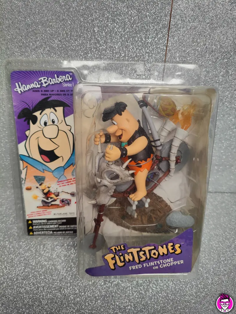 The Flintstones Fred Flintstone on Chopper - Hanna Barbera Action Figure Nuovo - Vista 1