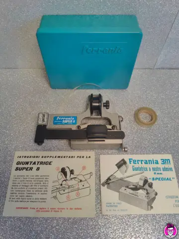 Reperto originale Giuntatrice a Nastro Adesivo 8mm Special - Ferrania Super 8 - Anni '50/'60 - Condizioni USATO CIB