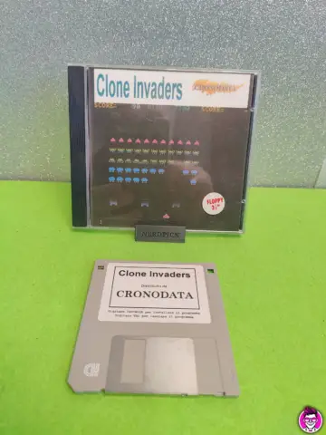 Reperto originale Clone Invaders - Cronodata - Floppy Disk PC - Condizioni USATO CIB